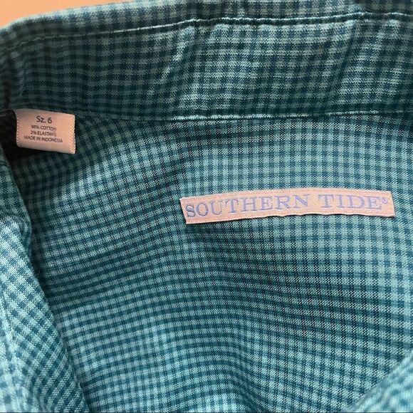 Southern Tide Button Down Checked Shirt - Size 6 - Picture 3 of 3